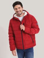 Parka Hoodie Quilted Con Logo Rojo Tommy Hilfiger