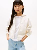 Polerón Hoodie Con Logo Y Cierre Blanco Tommy Hilfiger