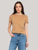 Polera De Corte Regular Con Logo Beige Tommy Hilfiger