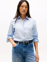 Camisa A Rayas Corte Regular C1O Celeste Tommy Hilfiger