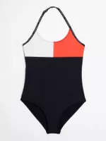 Traje Baño Estilo Halter Logo Multicolor Tommy Hilfiger