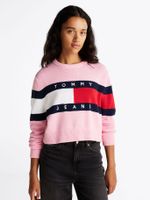 Sweater Color Block Relaxed Con Logo Rosado Tommy Jeans