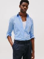 Camisa Flex Regular De Cuadros Celeste Tommy Hilfiger