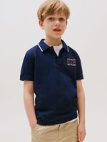 Polo Con Logo Bordado Azul Tommy Hilfiger