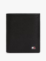 Billetera Flag Trifold De Cuero Negro Tommy Hilfiger