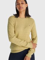 Sweater De Tejido Cable Beige Tommy Hilfiger