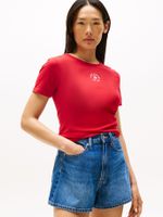 Polera Slim Con Logo Estampado Rojo XLD Tommy Hilfiger