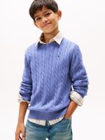 Sweater De Niño De Punto Trenzado Azul Tommy Hilfiger