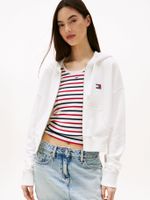 Polerón Hoodie Cropped Cierre Blanco YBL Tommy Jeans