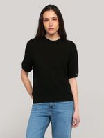 Sweater De Croché Solid Negro Tommy Hilfiger