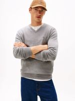 Sweater Básico Signature V-Neck Gris Tommy Hilfiger