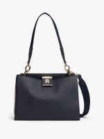 Cartera Satchel Con Monograma Th Azul Tommy Hilfiger