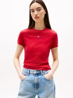 Polera Slim Fit Con Logo Lineal Rojo XLE Tommy Jeans