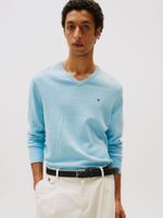 Sweater Básico Signature V-DVW Celeste Tommy Hilfiger