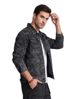 Chaqueta Mezclilla Hombre Negro Acid Wash Gris Prelavado