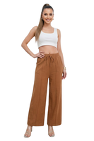 Pantalón Lino Mujer Wide Leg Palazo Tiro Alto