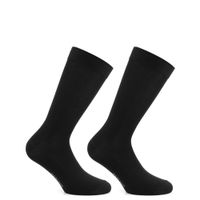 2 Pares Calcetin Hilo Liso Largo Americano Negro