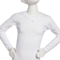 Camiseta Niña Manga Larga Cuello ""V"" Algodón Blanco