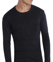 Camiseta M/Larga Cuello Polo Hombre Algodón Negro