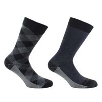 2 Pares Calcetín Cobre + Bamboo Diseño Largo Americano Negro