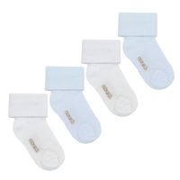 4 Pares Calcetines Bamboo Con Vuelta Celeste
