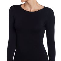 Polera Manga Larga Escote Ojal Negro