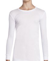 Camiseta Térmica Manga Larga Cuello Polo Algodon Tejido Panal Juvenil Blanco