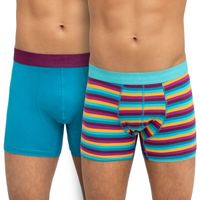 Bóxer Elast A La Vista Hombre Full Tejido Cotton Spandex Rayas Turquesa/Liso Petroleo