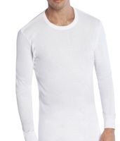 Camiseta M/Larga Cuello Polo Hombre Algodón Blanco