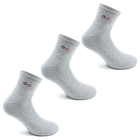 3 Pares Calcetin Algodón Deportivo Largo 2/4 Gris