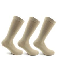 3 Pares Calcetines Algodón Largo Americano Liso Beige