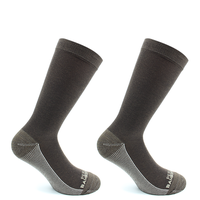 2 Pares Calcetin Cobre + Bamboo Liso Vestir Largo 3/4 Café