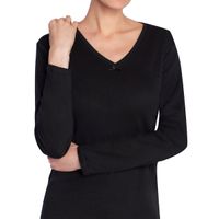 Camiseta Cuello V Manga Larga Negro Monarch