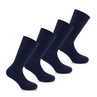 4 Pares Calcetín Algodón Liso Azul