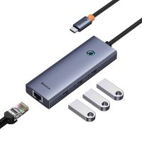 Adaptador HUB 4 en 1 USB-C  a 3 puertos USB 3.0 + Ethernet RJ45 - Baseus UltraJoy Series - Gris espa