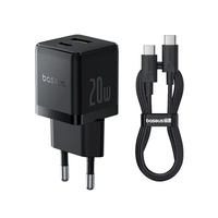Cargador Rápido Baseus Palm Cluster USB y Tipo C 20W + Cable Tipo C a Tipo C Negro