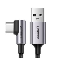 UGREEN Cable USB-C en ángulo a USB 2.0 A trenzado 1m Gris