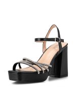 Sandalia Eco Cuero Taco Negro Fiesta Mujer Weide YOU205