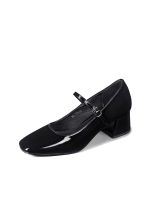 Zapato Taco Grueso Formal Simil Charol Mujer Weide GH171