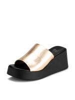 Sandalia Casual Plataforma Dorada Mujer Weide QIU330