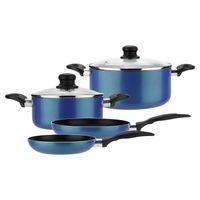 Batería de cocina de aluminio 6 Piezas Azul Gourmet