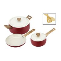 Batería de cocina de aluminio 7 Piezas Rojo Biela Fantuzzi