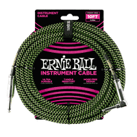 Cable de Instrumento Trenzado Verde/Negro 3m Ernie Ball 6077
