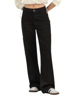 Leonisa Pantalón tiro alto bota recta con bolsillo tipo cargo J2622 Negro