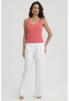 Polera Mujer Lisa Doble Capa Naranjo Oscuro