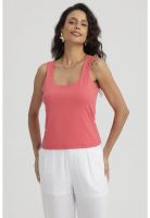 Polera Mujer Lisa Doble Capa Naranjo Oscuro