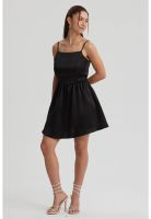 Vestido Mujer Mini Satín Negro