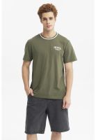 Polera Hombre Regular Print Verde Militar