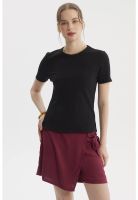 Polera Mujer Lisa Rib Negro- ll