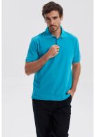 Polera Hombre Piqué Básica Lisa Turquesa